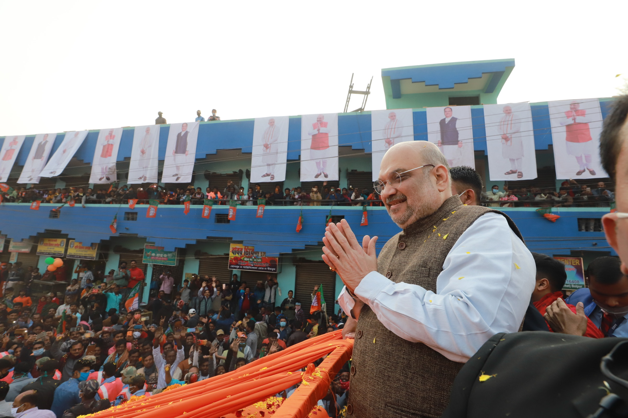 Photographs : Hon'ble Union Home Minister & senior BJP leader Shri Amit Shah ji's road show in Bolpur (West Bengal)