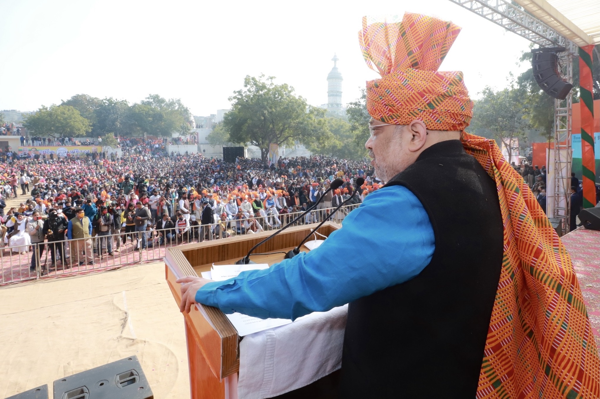 Photographs : Hon'ble Union Home Minister & Senior BJP Leader Shri Amit Shah addressing Kisan Sammelan inMehrauli (Delhi)