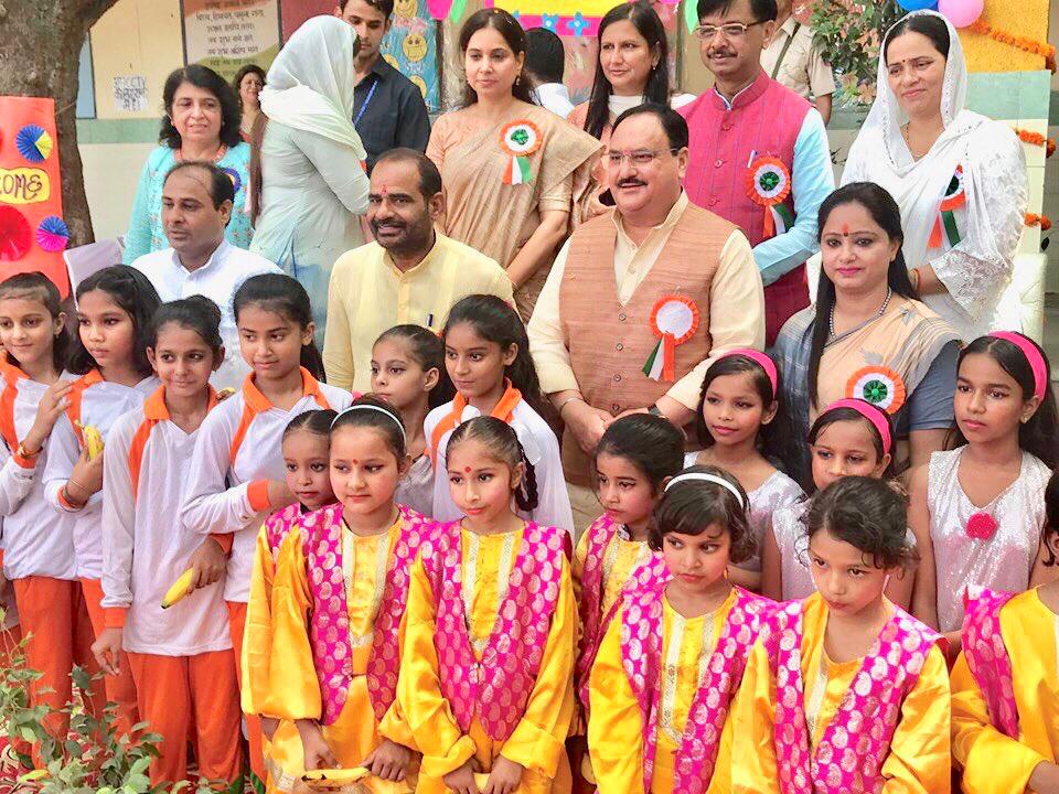 BJP Working President Shri J.P. Nadda addressing faculty of MCD Primary School adjoining on the occasion of Teacher’s Day function Near Chhatterpur Mandir Main Road.