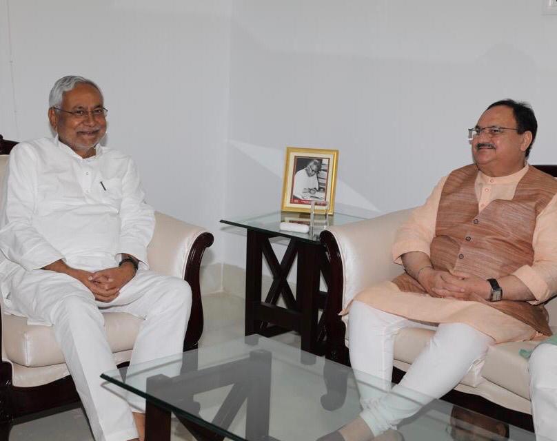 BJP Working President Shri J.P. Nadda meeting with Bihar Chief Minister Shri Nitish Kumar in Patna (Bihar).