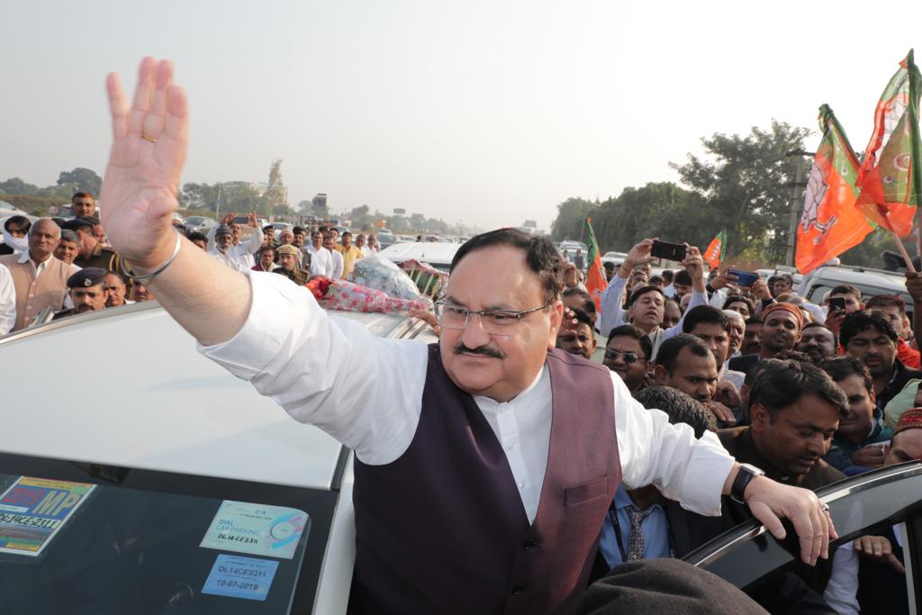 Photographs : Warm welcome of BJP working President Shri J.P. Nadda at various places on his arrival in Kurukshetra (Haryana)