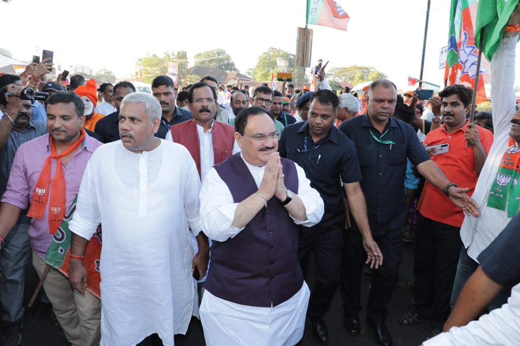 Photographs : BJP working President Shri JP Nadda marching a road show in support of CAA in Panjim, Goa.