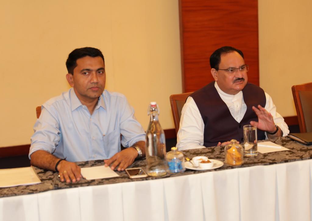 Photographs : BJP working President Shri J.P. Nadda meeting with Goa MLAs & Ministers in Panjim (Goa).