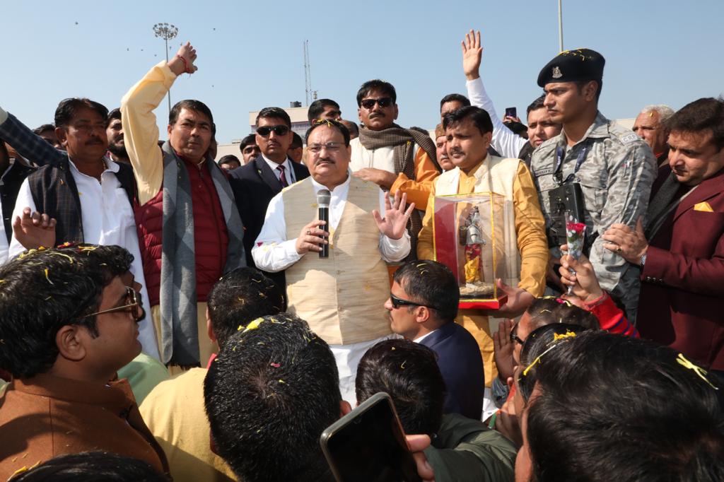 Photographs : Grand welcome of BJP National President Shri J.P. Nadda at various places between Delhi to Agra