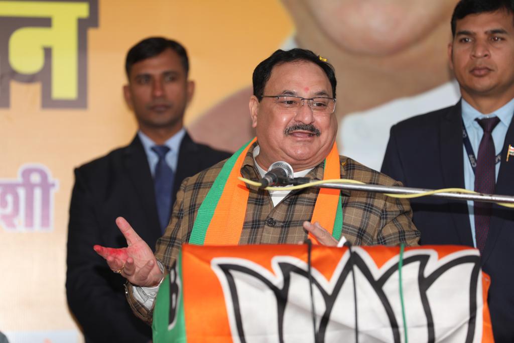 Photographs : warm welcome of BJP National President Shri J.P. Nadda at Kishangarh Village,Delhi.