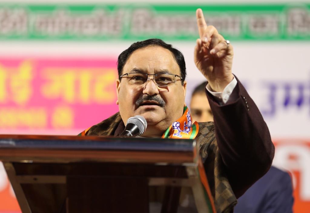 Photographs : BJP National President Shri J.P. Nadda addressing public meeting in Nihal Vihar, 50 Ft Rd, Near Rajender Public Shcool, Nangloi (Delhi).