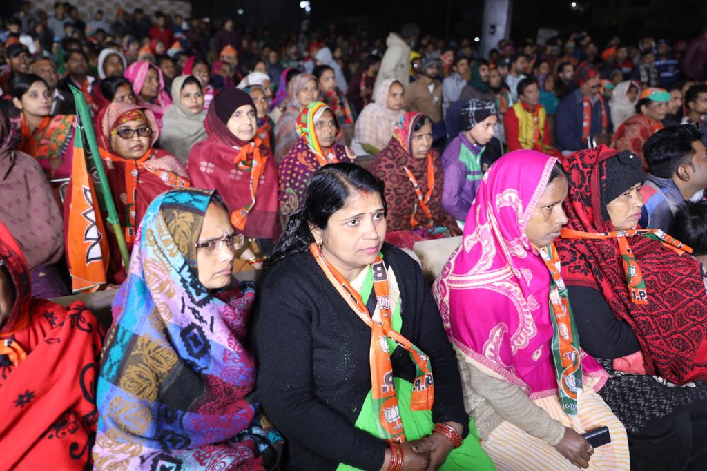 Photographs : BJP National President Shri J.P. Nadda addressing public meeting at Wazirabad, Sangam Vihar Main Road, Timarpur (Delhi)