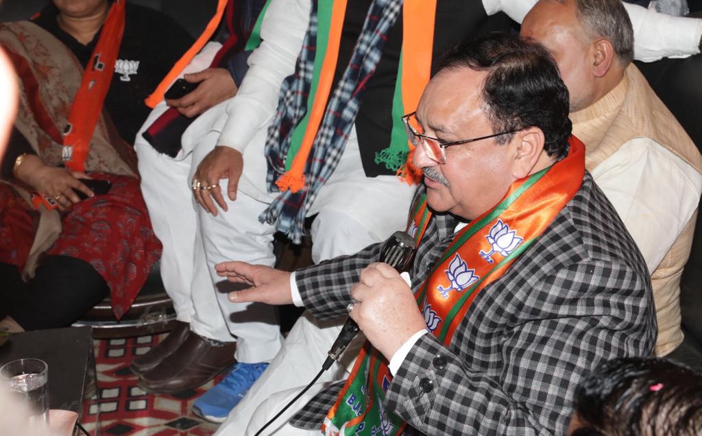 Photographs : BJP National President Shri J.P. Nadda visit Assembly Offices of BJP candidates at Sadar Bazar & Chandni Chowk