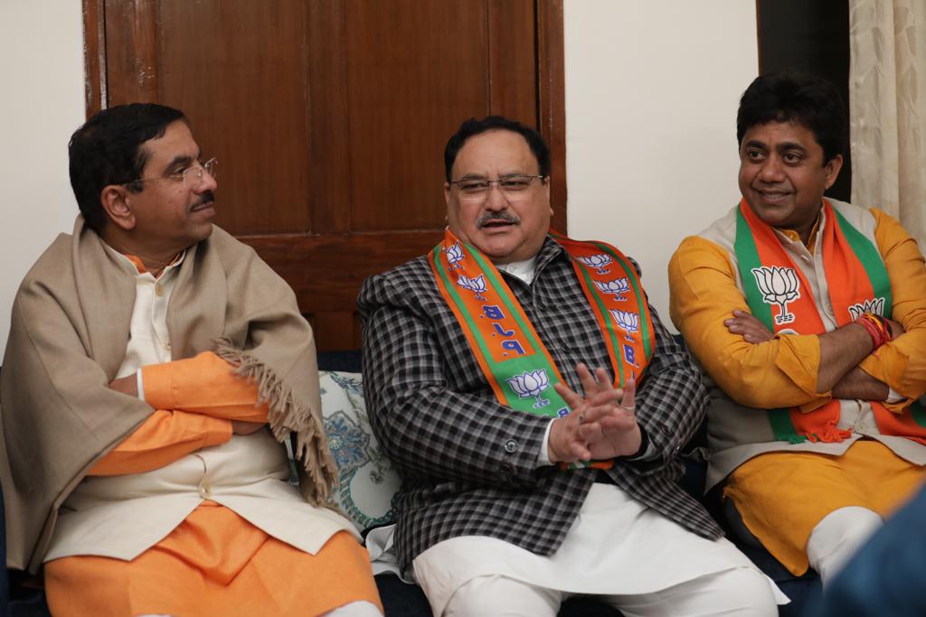 Photographs : BJP National President Shri J.P. Nadda visit Assembly Offices of BJP candidate at New Delhi