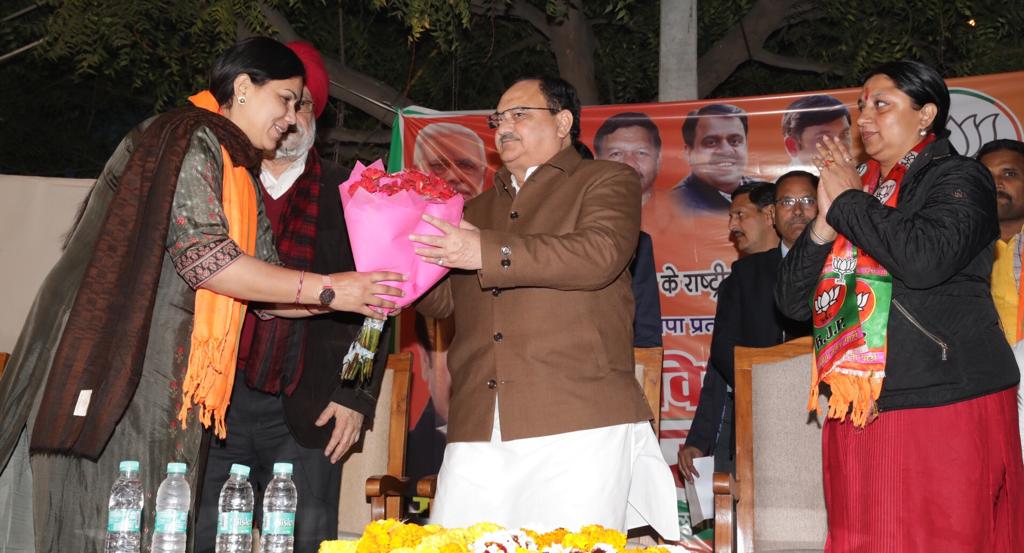 Photographs of BJP National President Shri J.P. Nadda adressing Intellectuals Meet at 11A, Ashok Road, New Delhi. Kindly cover