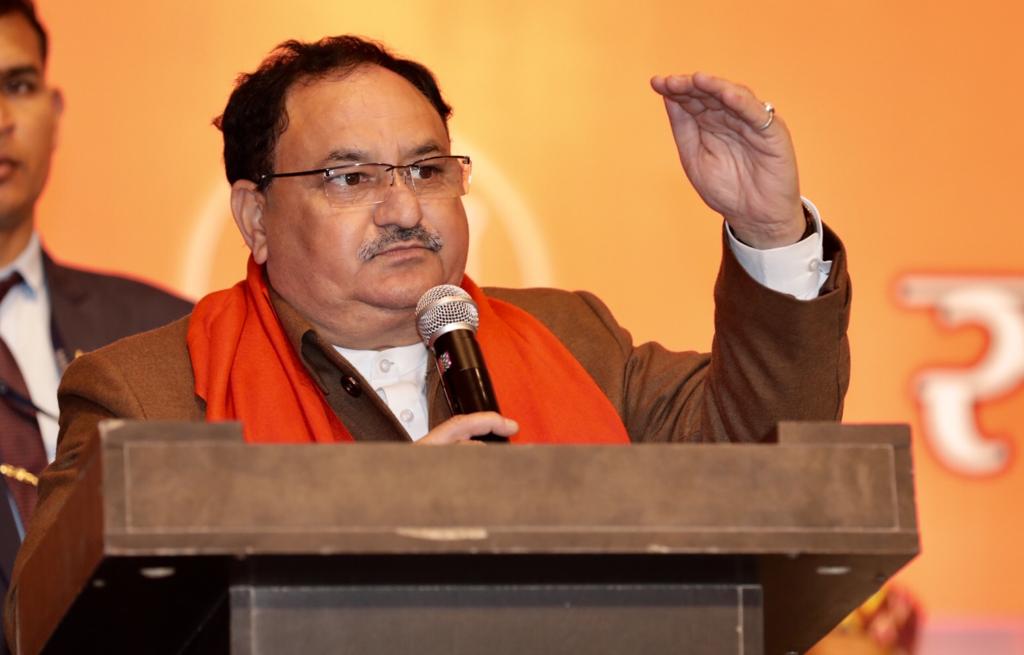 Photographs of BJP National President Shri J.P. Nadda addressing the Gathering on Yadav Samaj at Lodi state, New Delhi