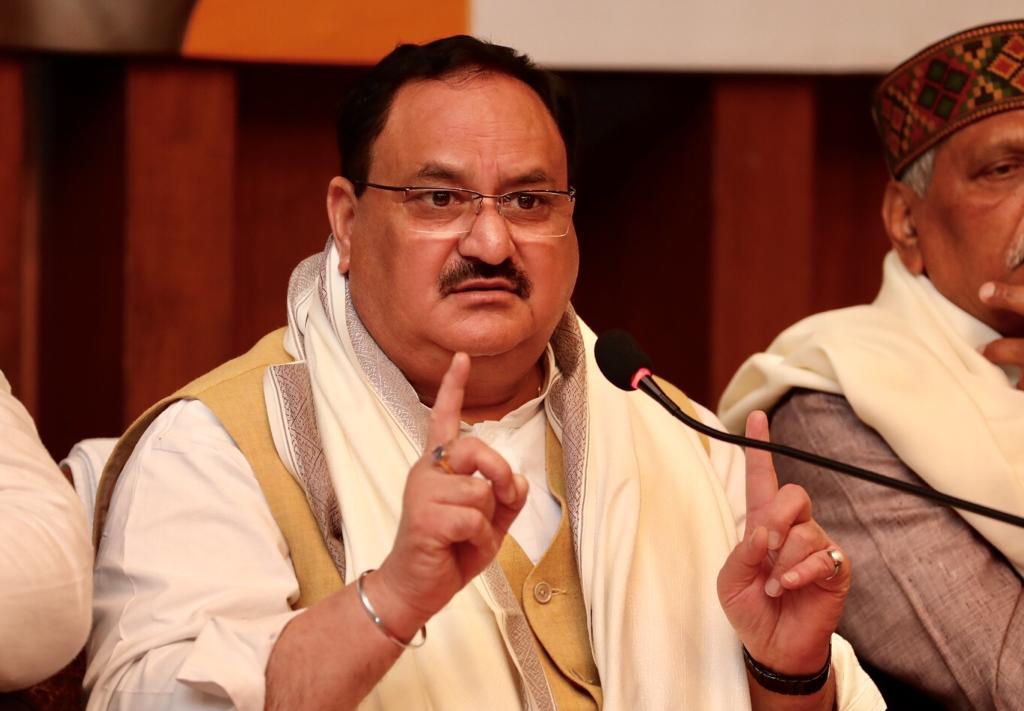 Photographs of BJP National President Shri J.P. Nadda addressing Punjab State office Bearers meeting in Amritsar