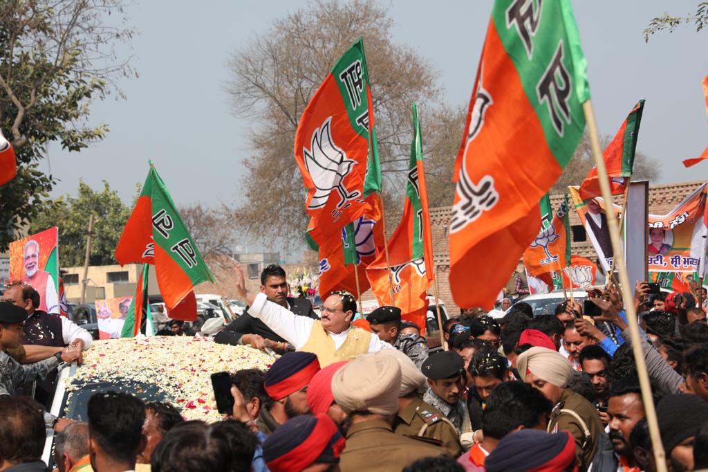 Photographs of welcome of BJP National President Shri J.P. Nadda at various places in Punjab