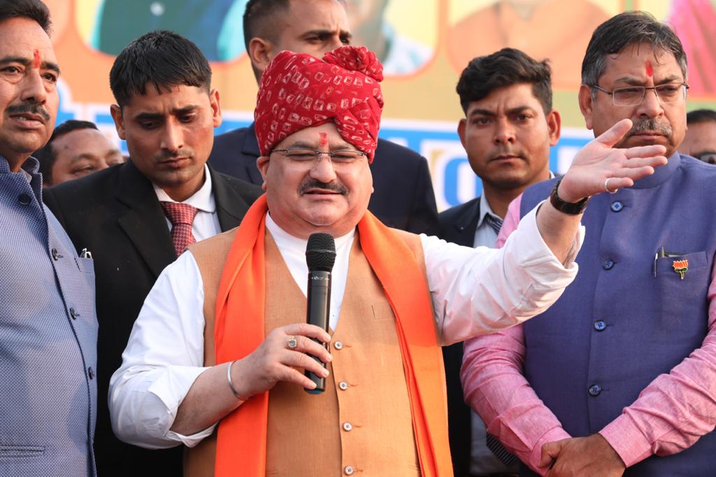 Photographs : Warm welcome of BJP National President Shri J.P. Nadda at Kishangarh, Ajmer (Rajasthan)