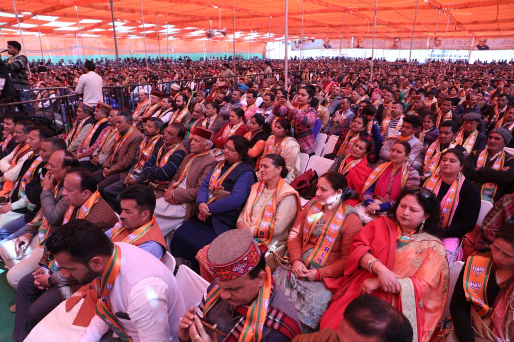 Photographs : BJP National President Shri J.P. Nadda addressing Abhinandan Karyakram in Himachal Pradesh at Thodo Ground, Solan