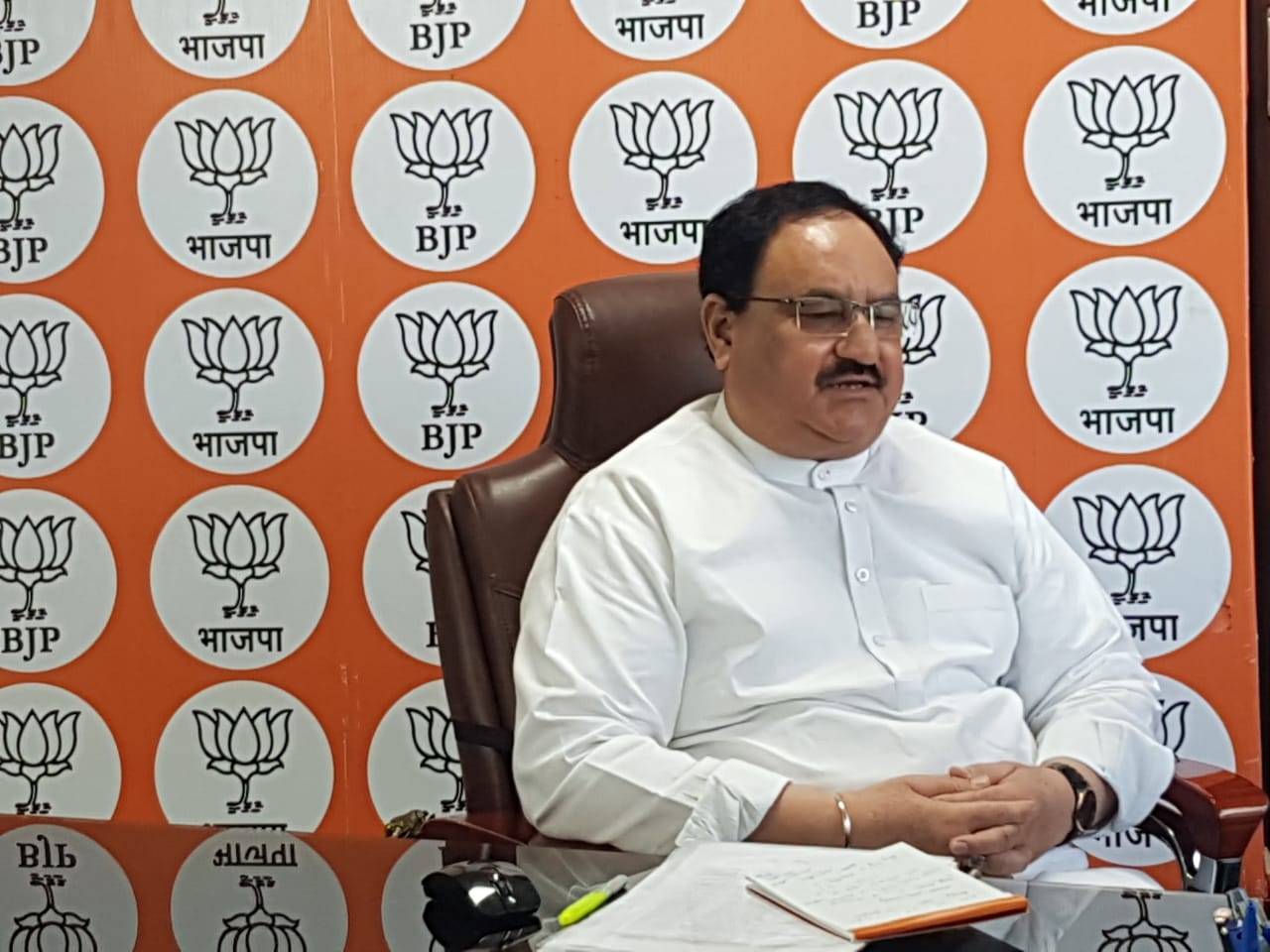 Photographs : BJP National President Shri J.P. Nadda interacting with BJYM Karyakartas via video conferencing