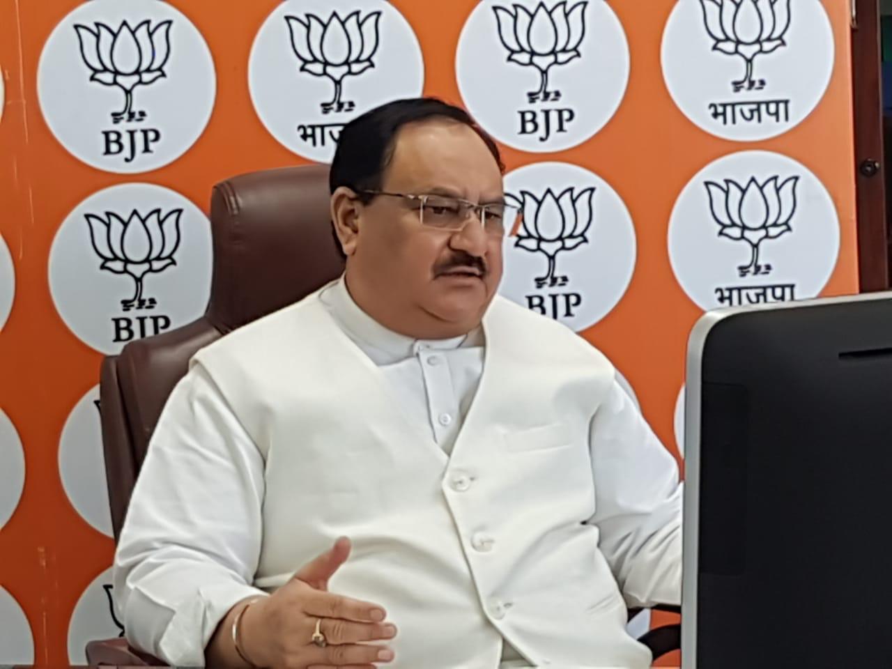 Photographs : BJP National President Shri J.P. Nadda interacting with West Bengal BJP leaders via video conferencing