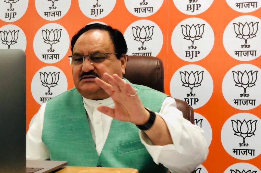 Photographs : BJP National President Shri J.P. Nadda interacting with with MPs & Office Bearers from Madhya Pradesh, Kerala & Andhra Pradesh via video conferencing