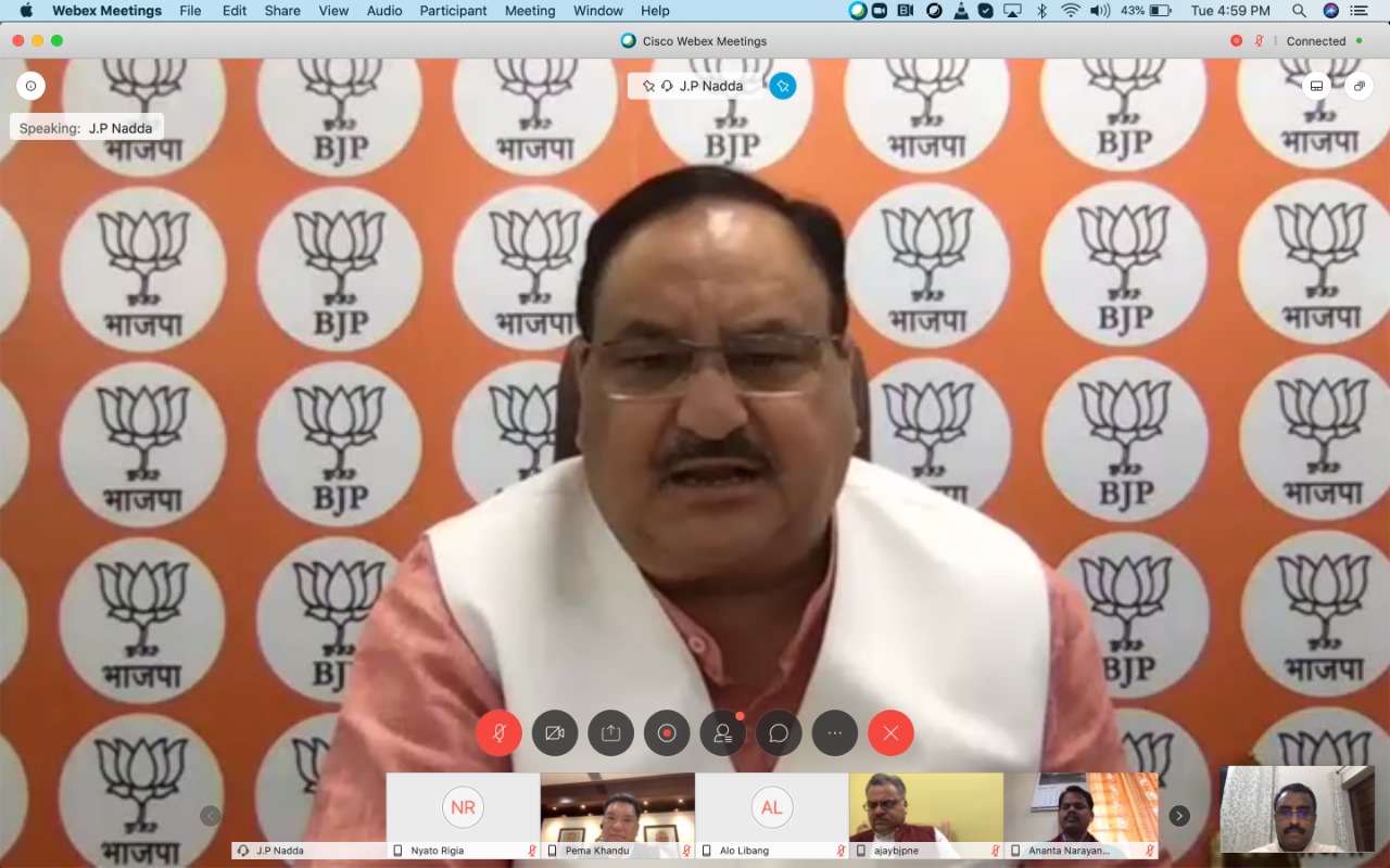 Photographs of Press release by BJP National President Shri J.P. Nadda on 05.05.2020