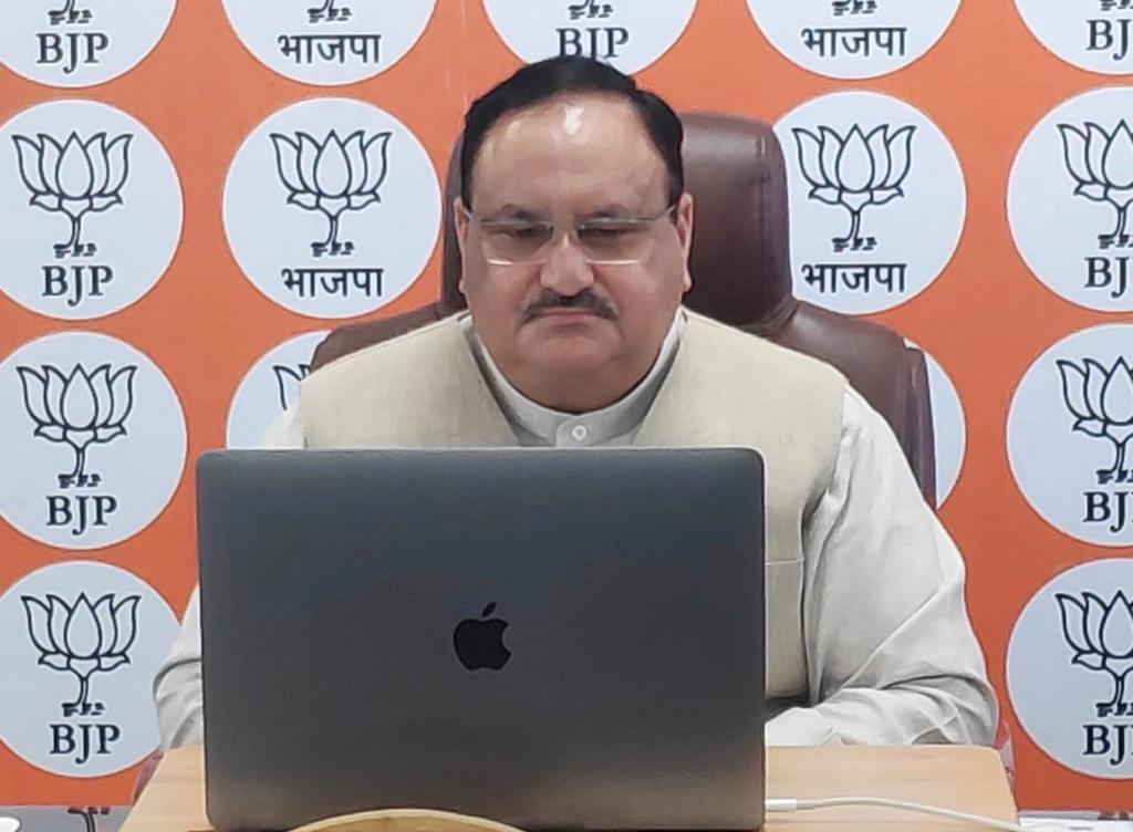 Photographs : BJP National President Shri J.P. Nadda interacting with Jila Panchayat Presidents, Vice-Presidents and BJP leaders of UP, Uttarakhand & MP via video conferencing