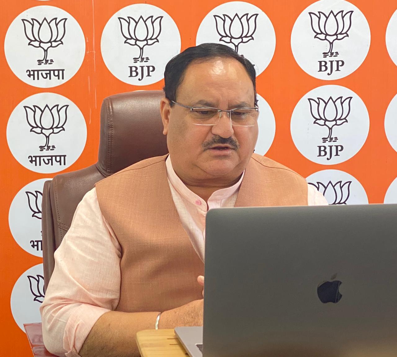 Photographs of BJP National President Shri J.P. Nadda interacting with Assam BJP Core Committee