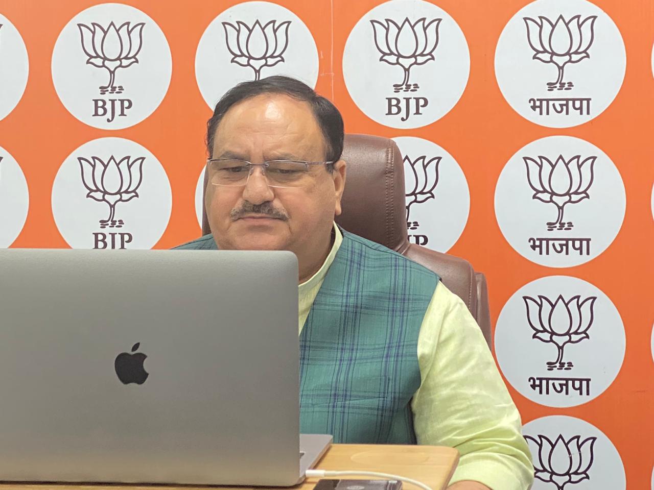 Photographs : BJP National President Shri J.P. Nadda interacting with J&K BJP Core Group via video conferencing