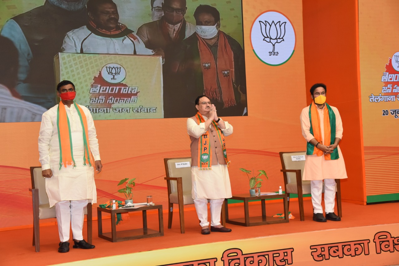 Photographs : BJP National President Shri J.P. Nadda addressing Telangana Jan-Samvad virtual rally