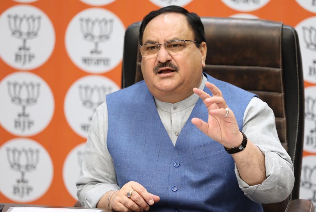 Shri J.P. Nadda interacting with National Gen Secy (Org) & MPs, State President, State Gen Secy (Org), State Prabhari of K'taka, Kerala, Telengana, AP, WB, Odisha, MP & U.P. via VC