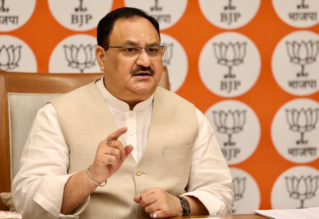 Photographs of BJP National President Shri J.P. Nadda interacting with National Gen Secy (Org) & MPs, State President, State Gen Secy (Org), State Prabhari of Assam, Tripura, Arunachal Pradesh, Manipur & West UP (Braj & Kanpur)