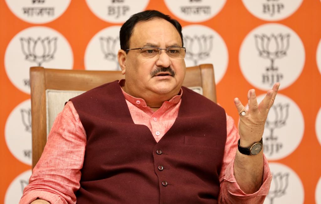 Photographs : BJP National President Shri J.P. Nadda interacting with BJP National Gen Secy (Org) & MPs, State Presidents, State Gen Secy (Org) & State Prabhari via video conferencing