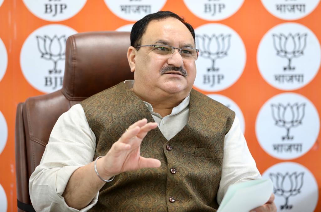 Photographs : BJP National President Shri J.P. Nadda interacting with Sikkim State BJP Office Bearers via video conferencing