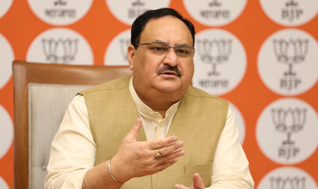 Photographs : BJP National President Shri J.P. Nadda while review meeting of PPRC via video conferencing