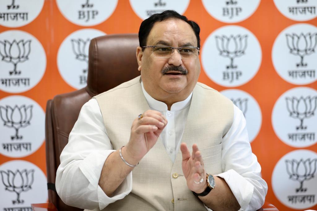 Photographs : BJP National President Shri J.P. Nadda interacting with Daman Diu & Dadra Nagra Haweli BJP Office Bearers via video conferencing