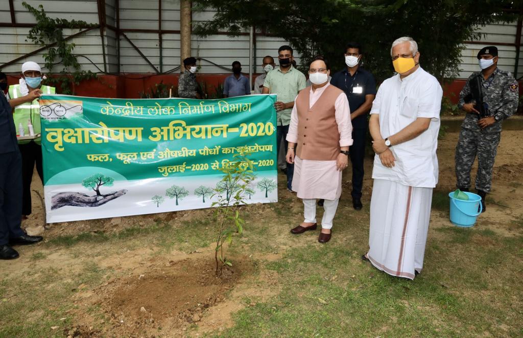 Photograps : BJP National President, Shri J.P. Nadda planting saplings under "Plantation Drive - 2020"