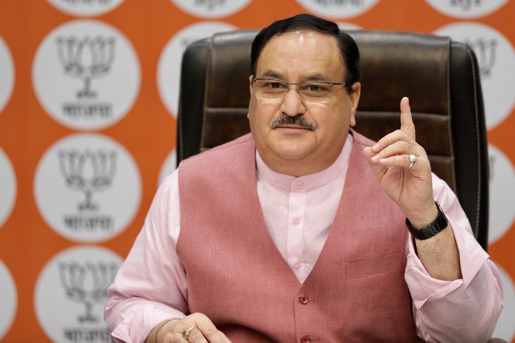 Photograps : BJP National President Shri J.P. Nadda interacting with Assam BJP State Office Bearers via video conferencing