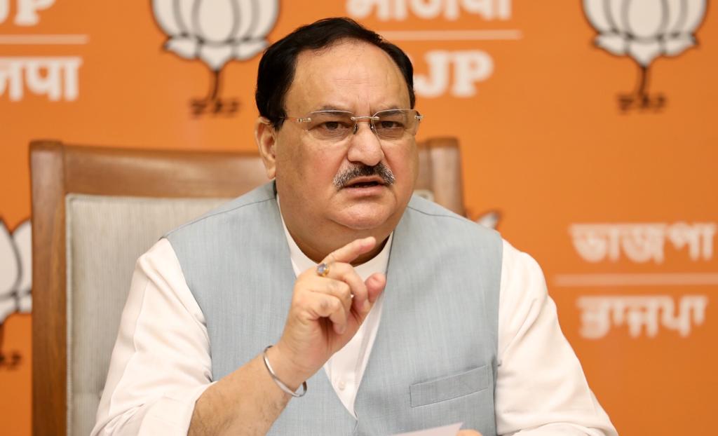 Photograps : BJP National President Shri J.P. Nadda addressing Rajasthan BJP State office Bearers & Distt Presidents via video conferencing