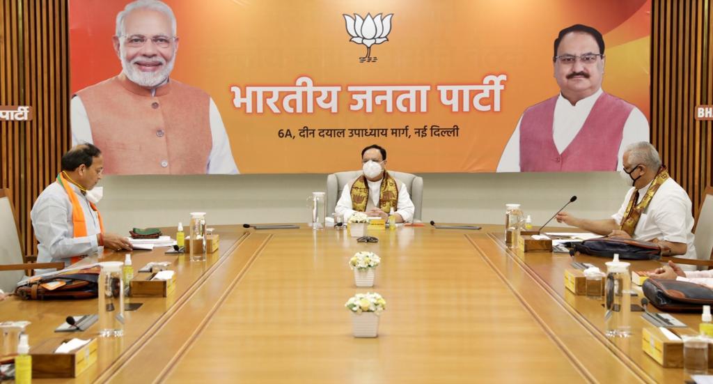 Photograps : BJP National President Shri J.P. Nadda addressing meeting of BJP National General Secretaries at BJP HQ, 6A, DDU Marg, New Delhi.