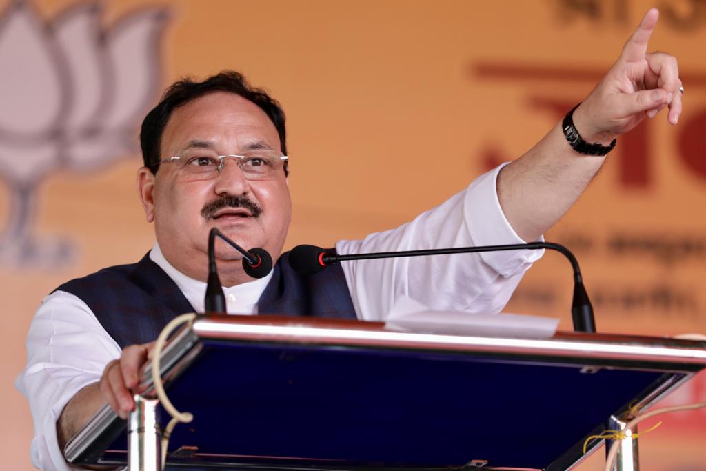 Photographs : BJP National President Shri J.P. Nadda addressing a public rally at Shram Kalyan Maidan, Bihar Sharif, Nalanda (Bihar).