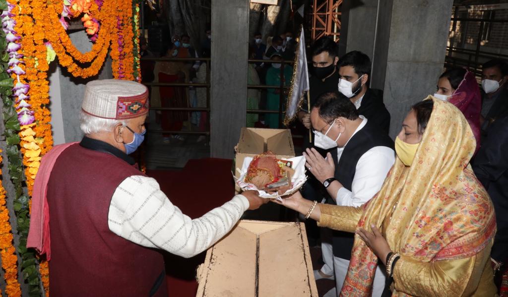 Photographs : BJP National President Shri J.P. Nadda offered prayer at Baba Nahar Singh ji Temple, Dholra Bilaspur (Himachal Pradesh).