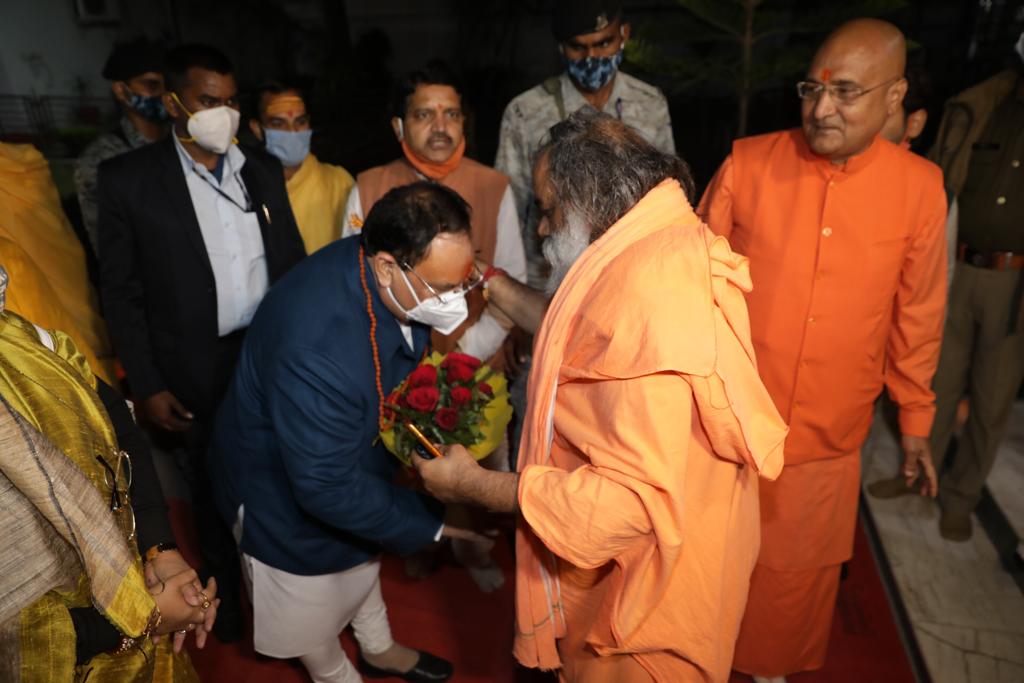 Photographs : BJP National President Shri J.P. Nadda met Swami Avdheshanand ji in Dehradun.