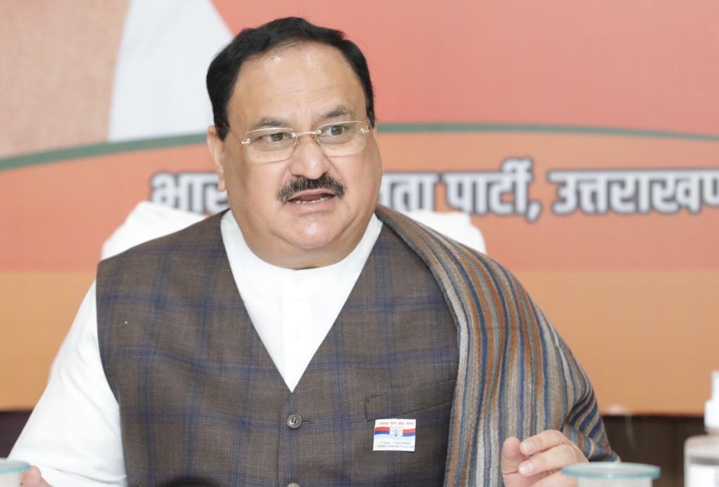 Photographs : BJP National President Shri J.P. Nadda addressing meeting of Aajiwan Sahyog Nidhi & Kosh Paddhati at Bijapur Guest House, Dehradun, (Uttarakhand).