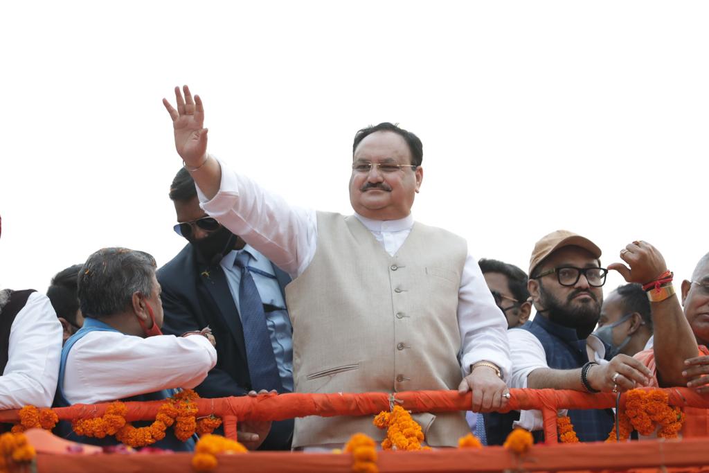 Photographs : Massive Road Show of BJP National President Shri J.P. Nadda in Bardhaman (West Bengal)