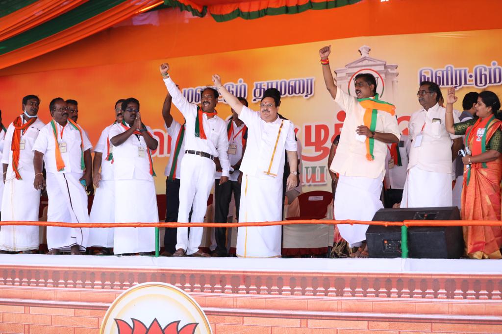 Photographs : BJP National President Shri J.P. Nadda addressing public meeting in Puducherry