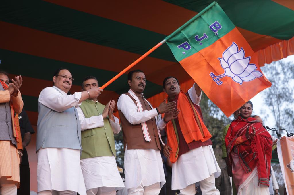 Photographs : BJP National President Shri J.P. Nadda launching "Poribortan Yatra" from Lalgarh Sajib Sangha Maidan, Jhargram (West Bengal).