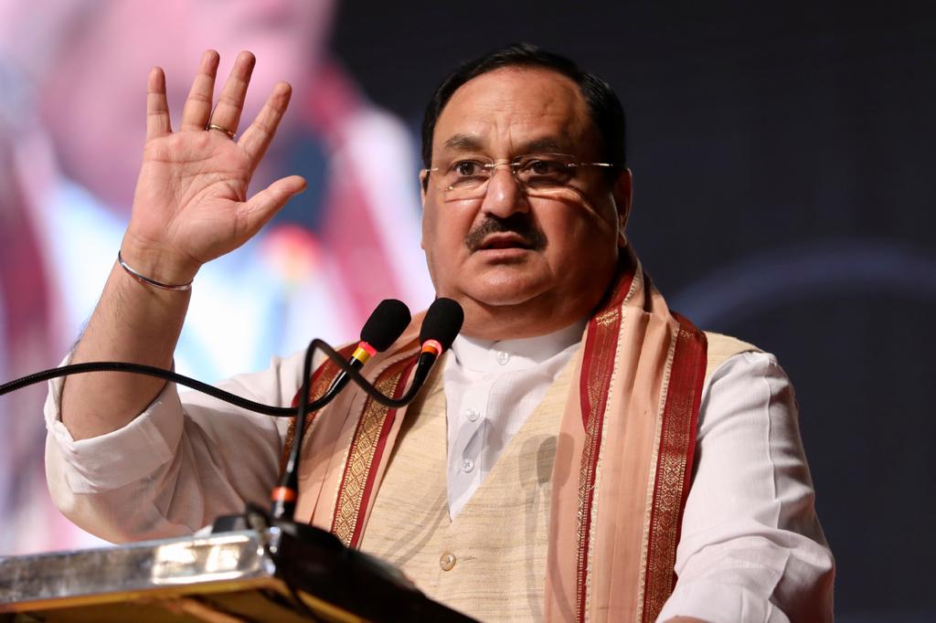  BJP National President Shri J.P. Nadda addressing Lokkho Sonar Bangla intellectuals meet at Science City, Kolkata (West Bengal).