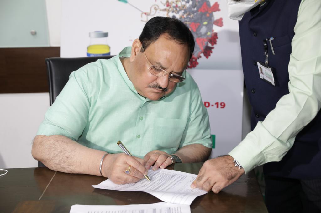  Hon'ble BJP National President Shri J.P. Nadda took the first dose of the indigenous Bharat Biotech’s Covaxin