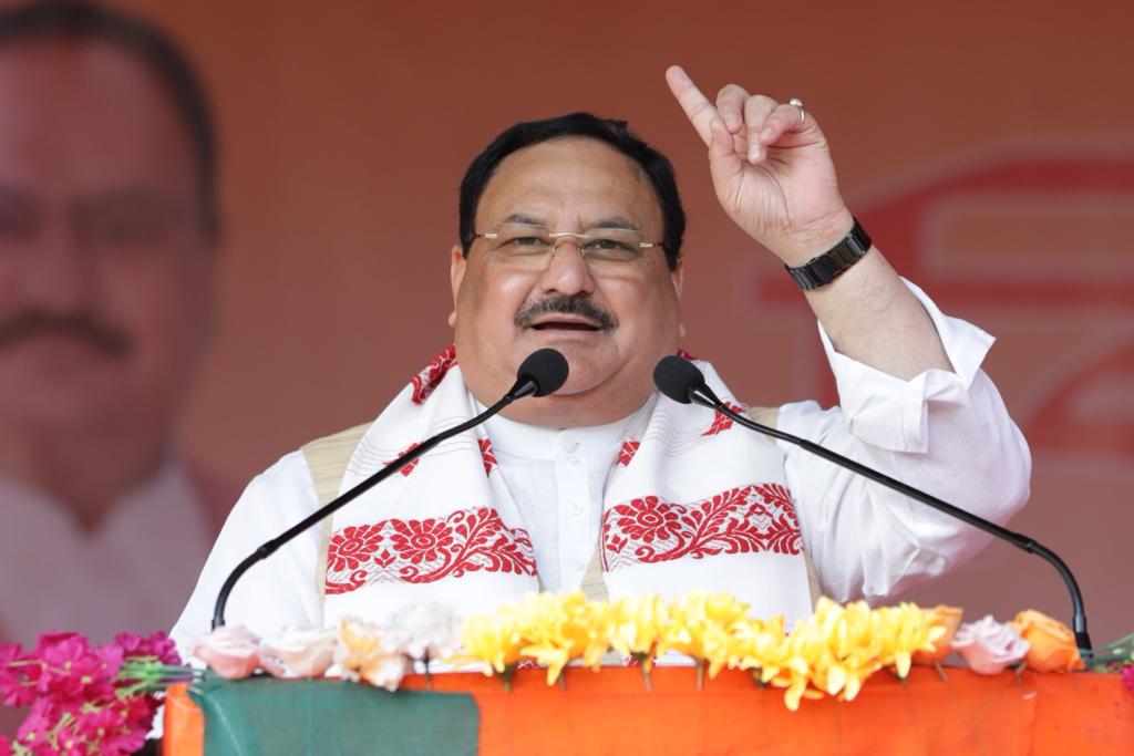  BJP National President Shri J.P. Nadda addressing a public rally at IB Field, Jamugurihat Sootea (Assam).