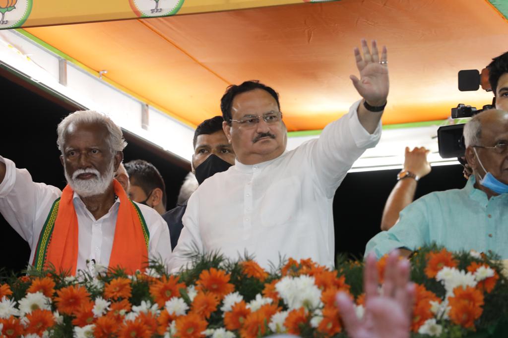  BJP National President Shri J.P. Nadda ji's road show from Ambalamukku to Peroorkada in Vattiyoorkavu constuency (Kerala)