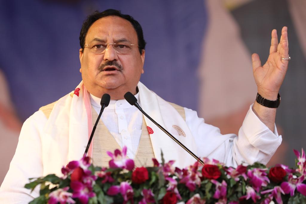  BJP National President Shri J.P. Nadda addressing a public meeting in East Guwahati (Assam).