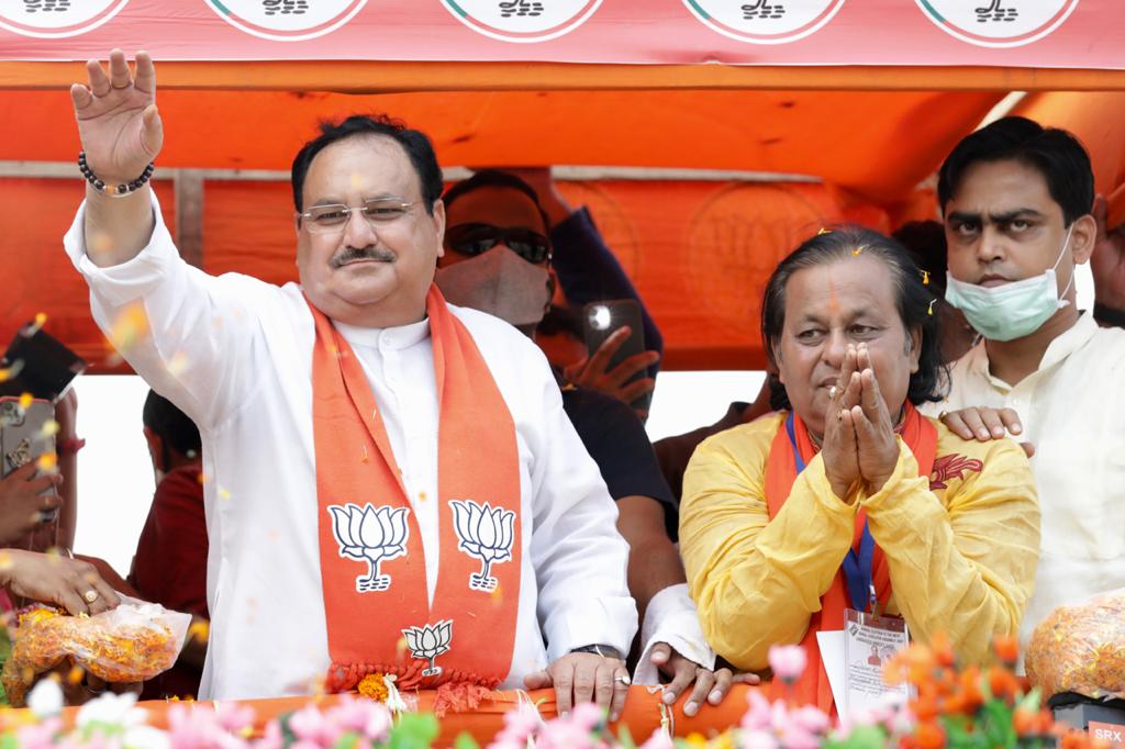  BJP National President Shri J.P. Nadda ji's road show in Haringhata (West Bengal)